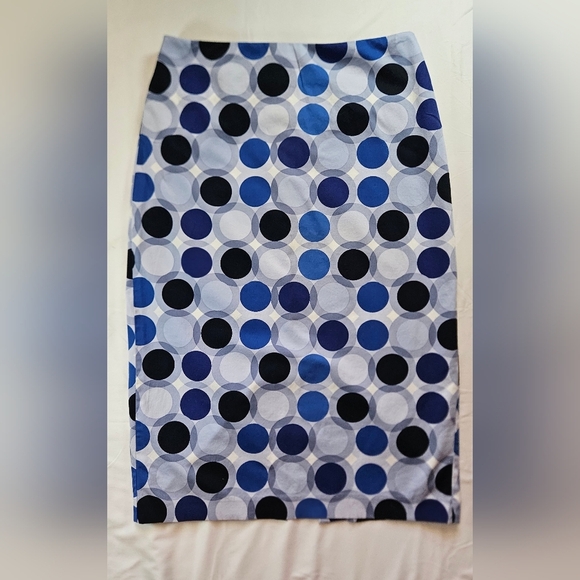 7th Avenue New York & Company Womens Blue Polka Dot Zip Up Pencil Skirt Size 4 - Picture 1 of 14
